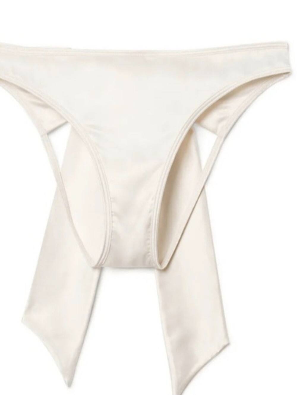 Adore Me Gynger Bikini Panty L White Satin Open Back Tie NWT